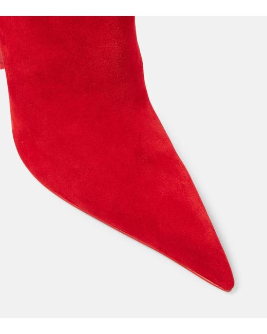 Christian Louboutin Red Ankle Boots Kate Max 100 Aus Veloursleder