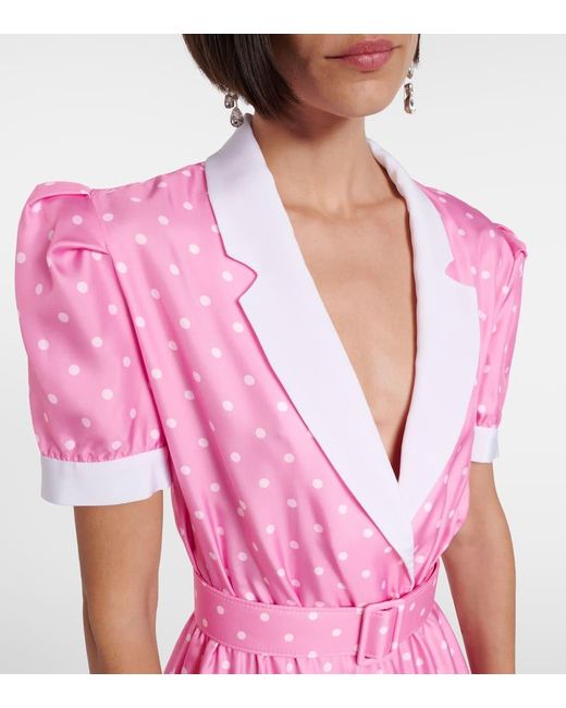 Rodarte Pink Polka-Dot Silk Twill Minidress