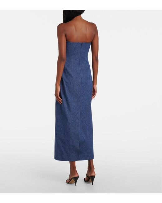 TOVE Blue Alba Strapless Denim Midi Dress