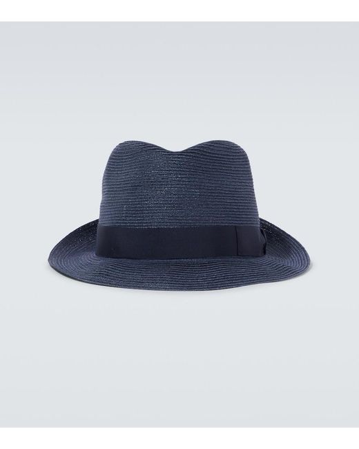 Borsalino Blue Straw Panama Hat for men