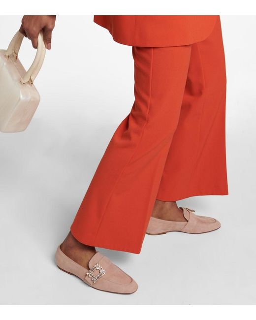 Roger Vivier Pink Mini Broche Suede Loafers