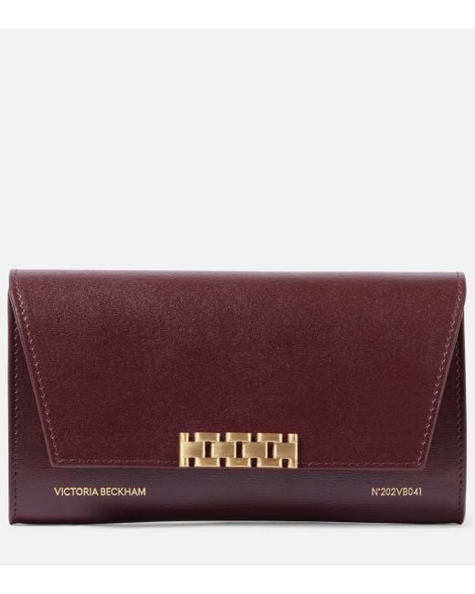 Victoria Beckham Purple Leather Wallet On Chain