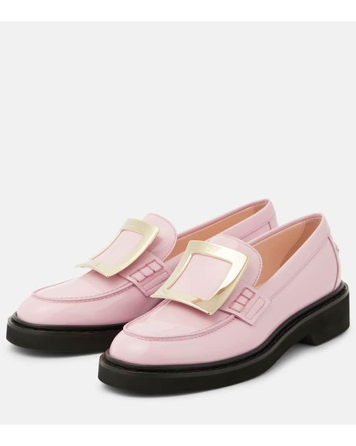 Roger Vivier Pink Loafers Viv' Rangers Aus Lackleder