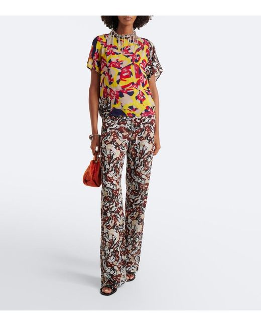 Top Estampado Drapeado Dries Van Noten de color Multicolor