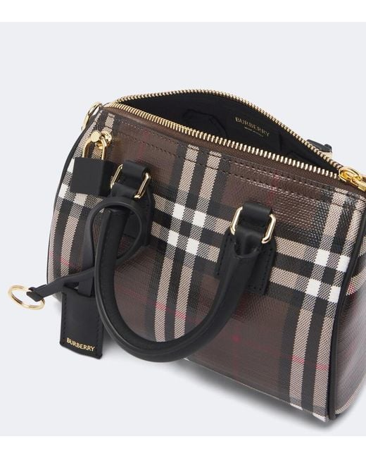 Burberry Black Check Mini Canvas Bowling Bag