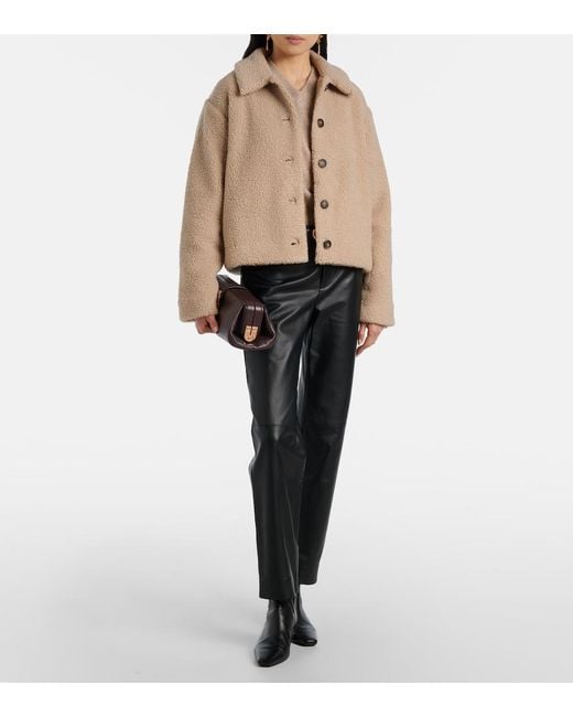 Vince Black Leather Cropped Straight Pants