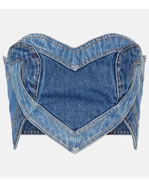 Area Blue Strapless Denim Top