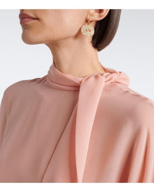 Valentino Pink Tie-Neck Silk Georgette Blouse