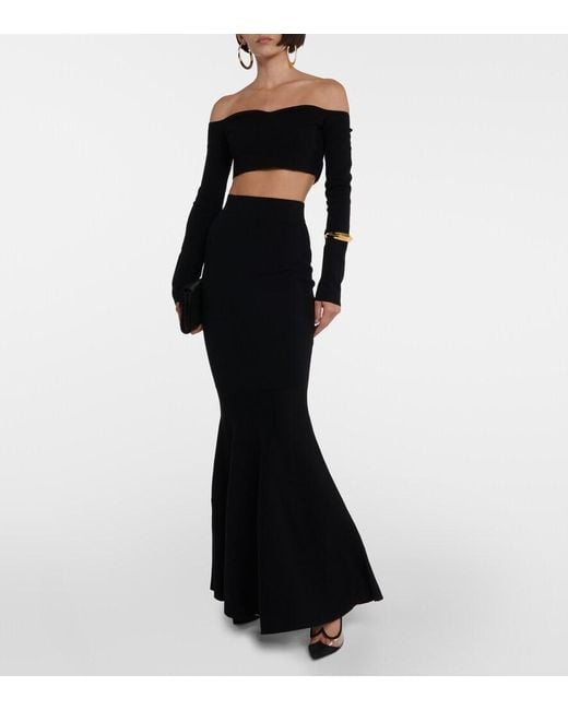 Nina Ricci Black High-Rise Wool-Blend Maxi Skirt
