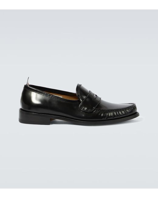 Thom Browne Black Leather Penny Loafers for men