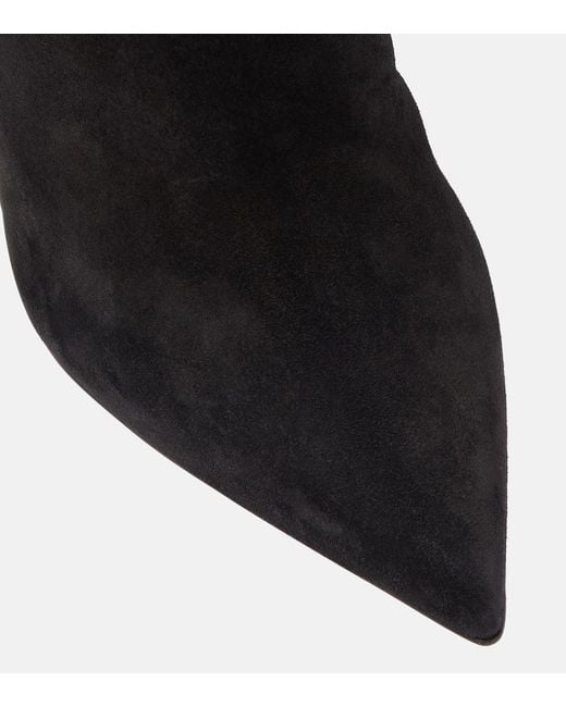 Christian Louboutin Black Lipbotta 100 Suede Knee-high Boots