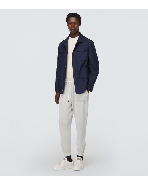 Pantalones deportivos de algodon acanalado Brunello Cucinelli de hombre de color White