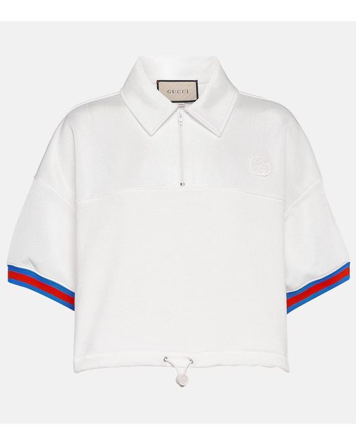 Gucci White Jersey Polo Shirt With Web