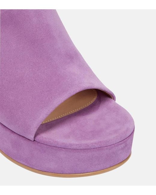 Gianvito Rossi Purple Suede Platform Mules