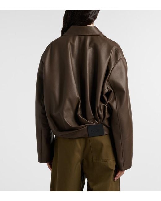 Loewe Brown Draped Leather Jacket