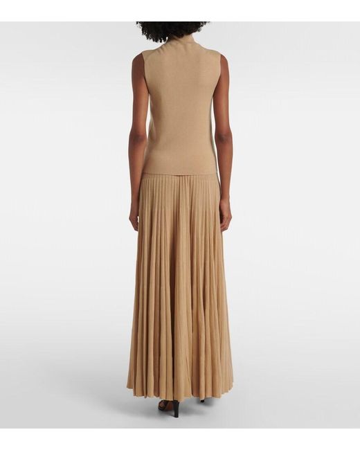 Loro Piana Natural Luciole Cashmere-Blend Turtleneck Top