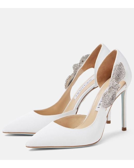 Aquazzura Very Bow Tie Crystal-Embellished Pumps in White | Lyst