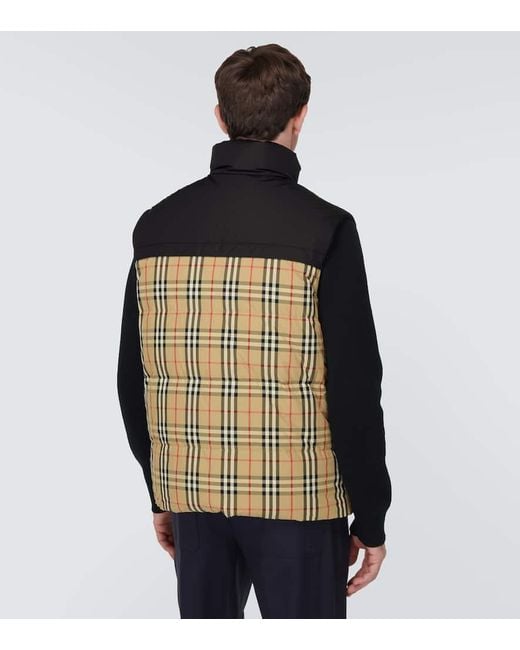 Veste Doudoune Sans Manches Check Burberry pour homme en coloris Brown