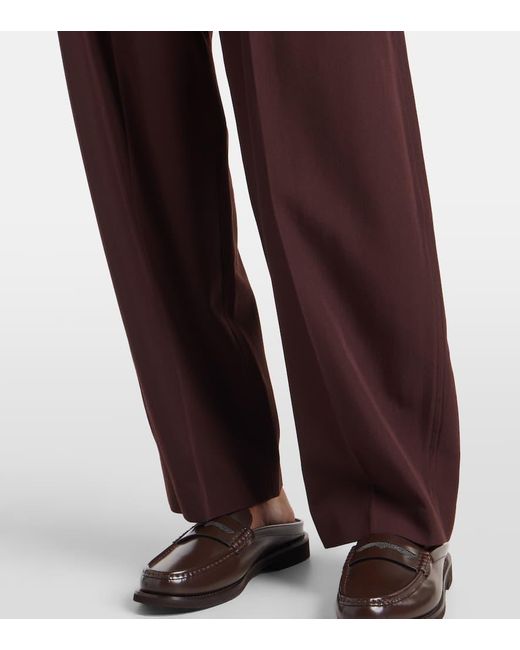 Brunello Cucinelli Brown Gerade Hose Aus Wolle Und Baumwolle