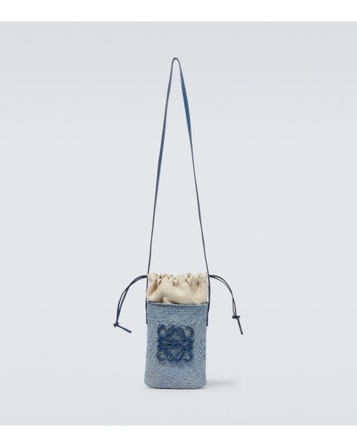 Loewe Blue Paula's Ibiza Anagram Woven Bucket Bag for men