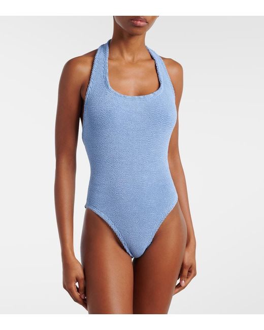 Hunza G Blue Sandy Halterneck Swimsuit