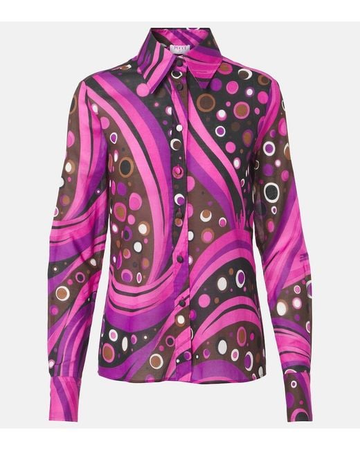 Emilio Pucci Pink Fontane Cotton Muslin Shirt