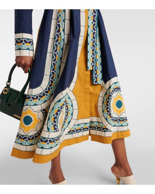 LaDoubleJ Multicolor Sundowner Cotton Poplin Midi Dress