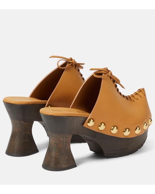 Etro Brown 50 Leather Platform Clogs