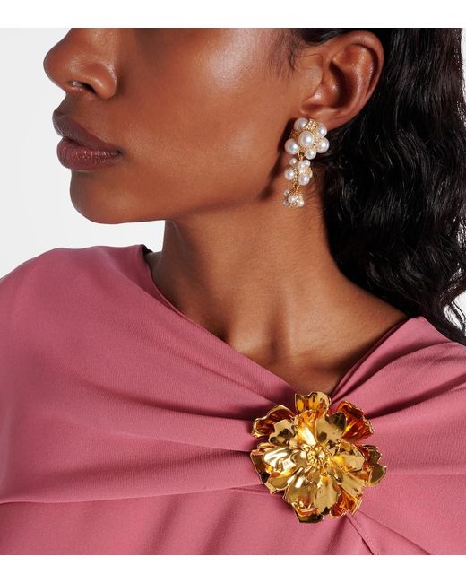 Oscar de la Renta Metallic Embellished Clip-On Earrings