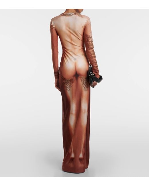Robe longue et à images Jean Paul Gaultier en coloris Brown
