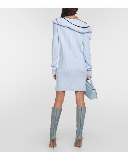 Y. Project Blue Chain-Embellished Wool Minidress