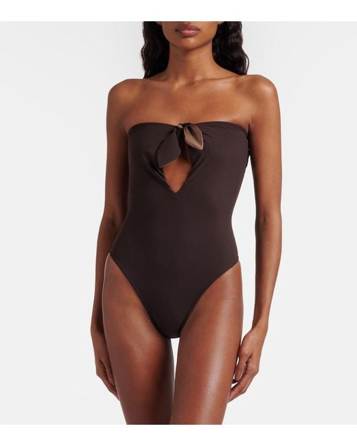 Saint Laurent Brown Cutout Swimsuit