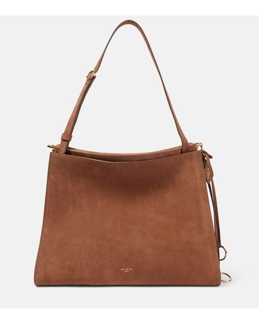 Alaïa Brown Le Click Medium Suede Shoulder Bag
