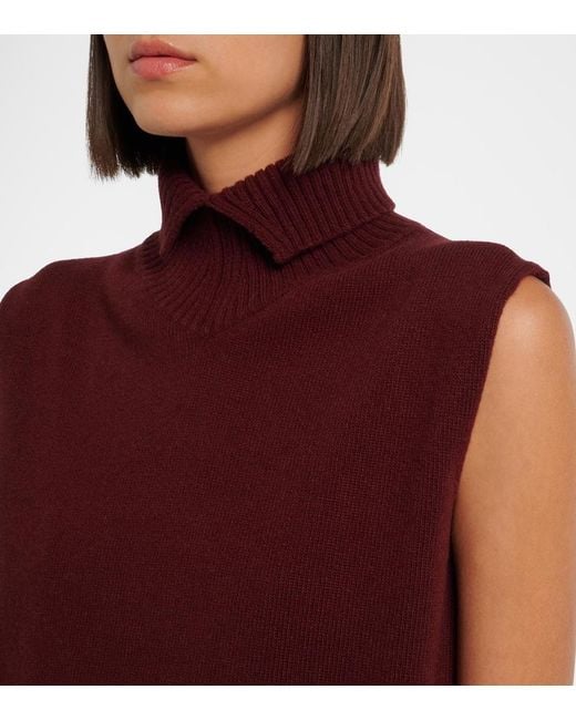 Jil Sander Red Wool Turtleneck Sweater Vest