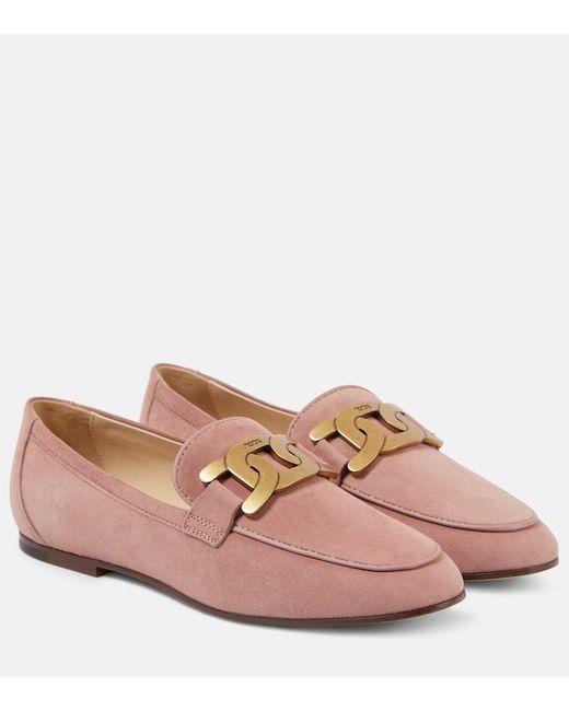 Tod's Pink Kate Suede Loafers