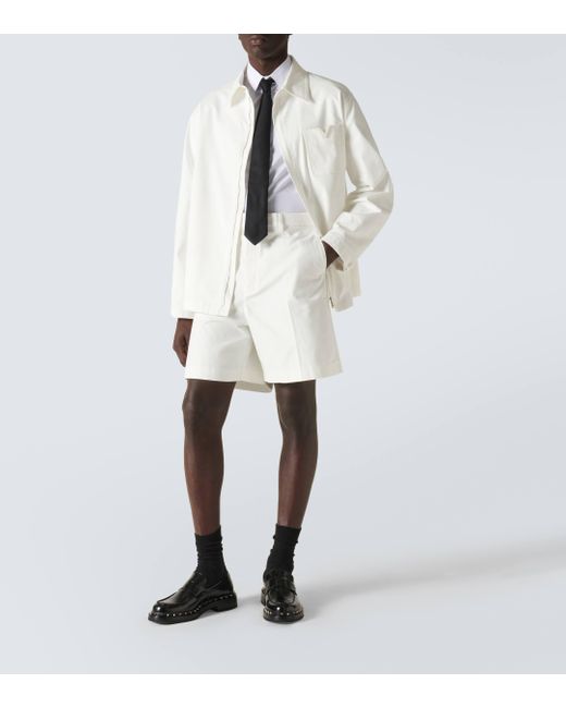Valentino White Cotton Bermuda Shorts for men