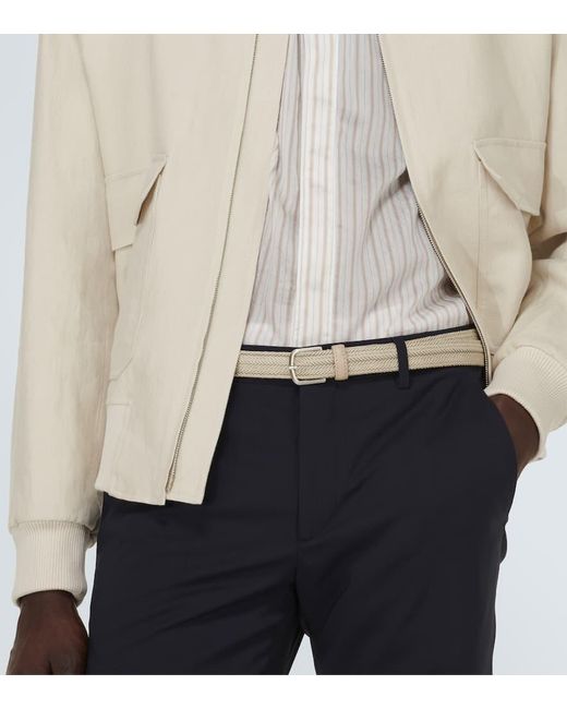 Cinturon de algodon con piel Giorgio Armani de hombre de color Natural