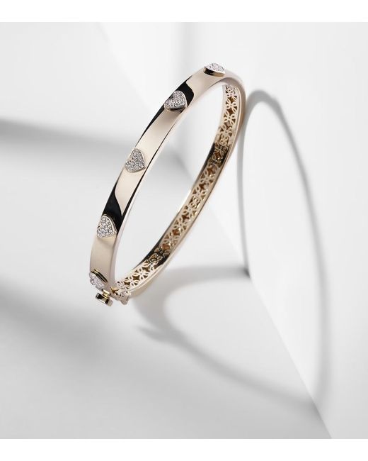 Sydney Evan Metallic Heart 14Kt Bangle With Diamonds