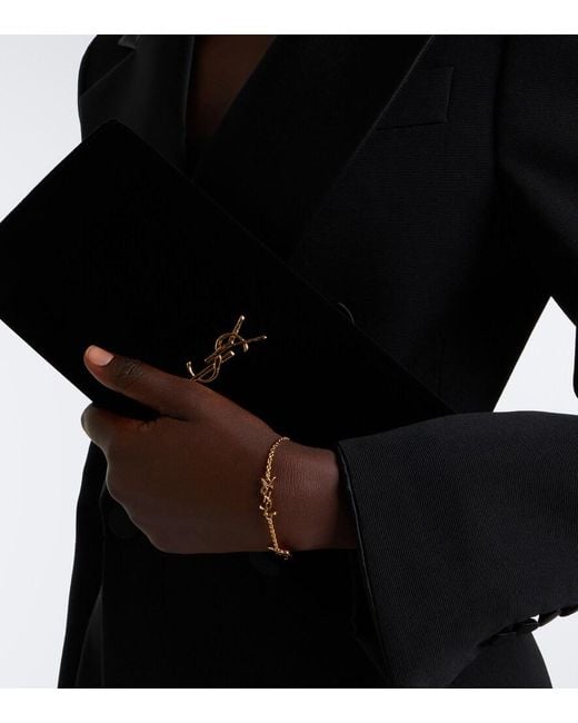 Saint Laurent Metallic Cassandre Chain Bracelet