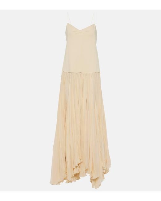 Khaite Natural Zeke Satin And Silk Chiffon Maxi Dress