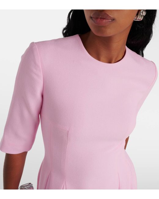 Emilia Wickstead Pink Georgie Wool Midi Dress