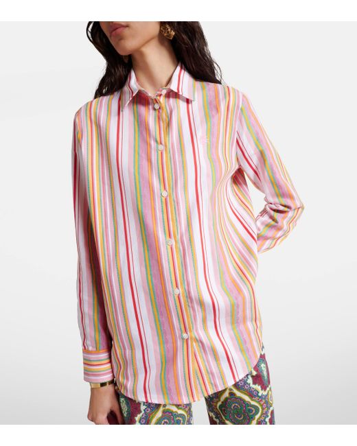 Etro Pink Striped Cotton Shirt
