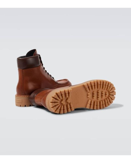 Prada Schnuerstiefel Aus Leder in Brown für Herren