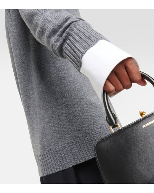 Jil Sander Gray Wool Cardigan