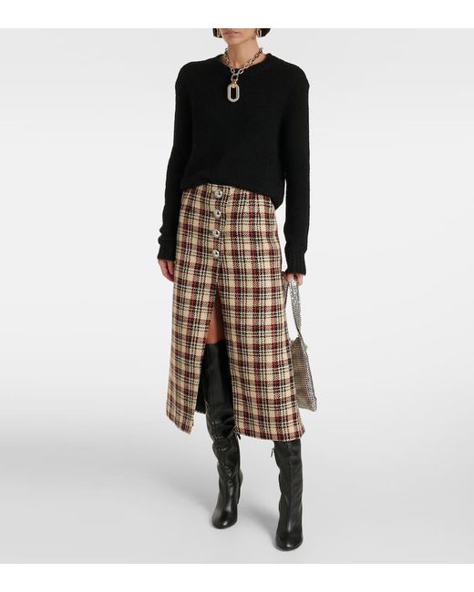 Rabanne Brown Midirock Aus Wolle Und Baumwolle
