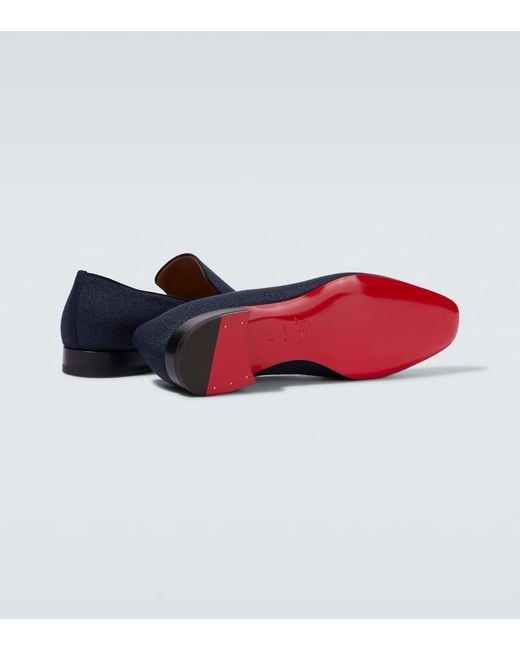 Christian Louboutin Blue Dandelion Silk-Crepe Loafers for men
