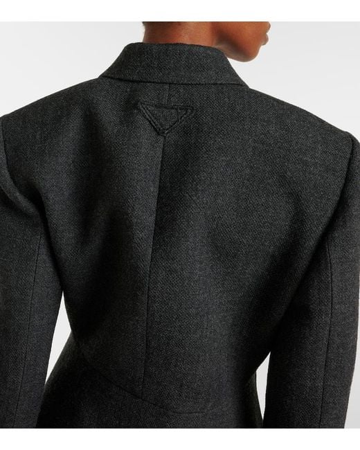 Prada Black Double-Breasted Wool Blazer