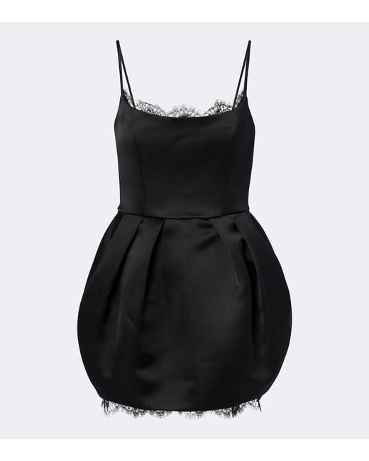 Blumarine Black Lace-Trimmed Duchesse Minidress