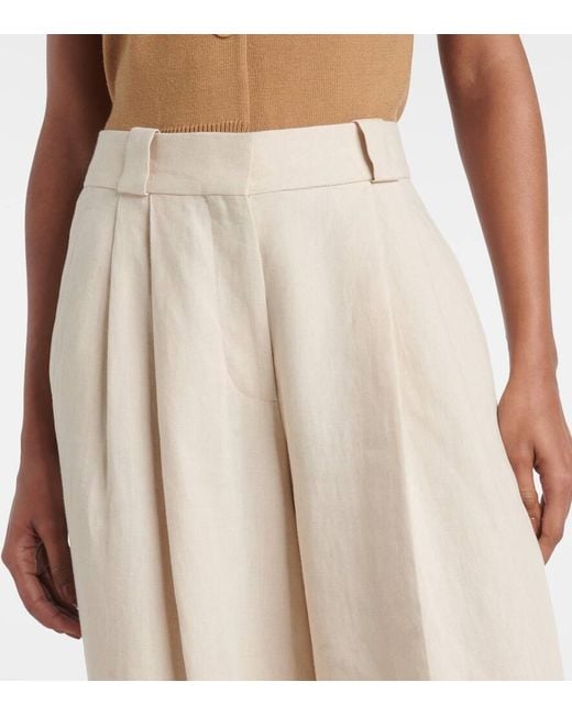 Blazé Milano Natural Husi High-Rise Linen Wide-Leg Pants