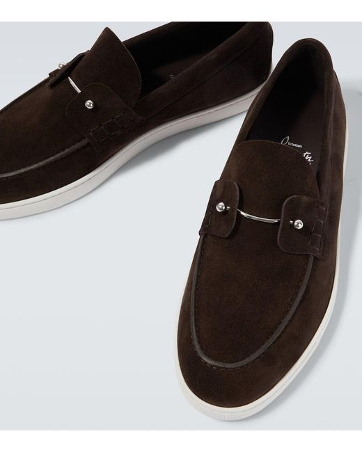 Christian Louboutin Black Chambeliboat Suede Slip-On Shoes for men